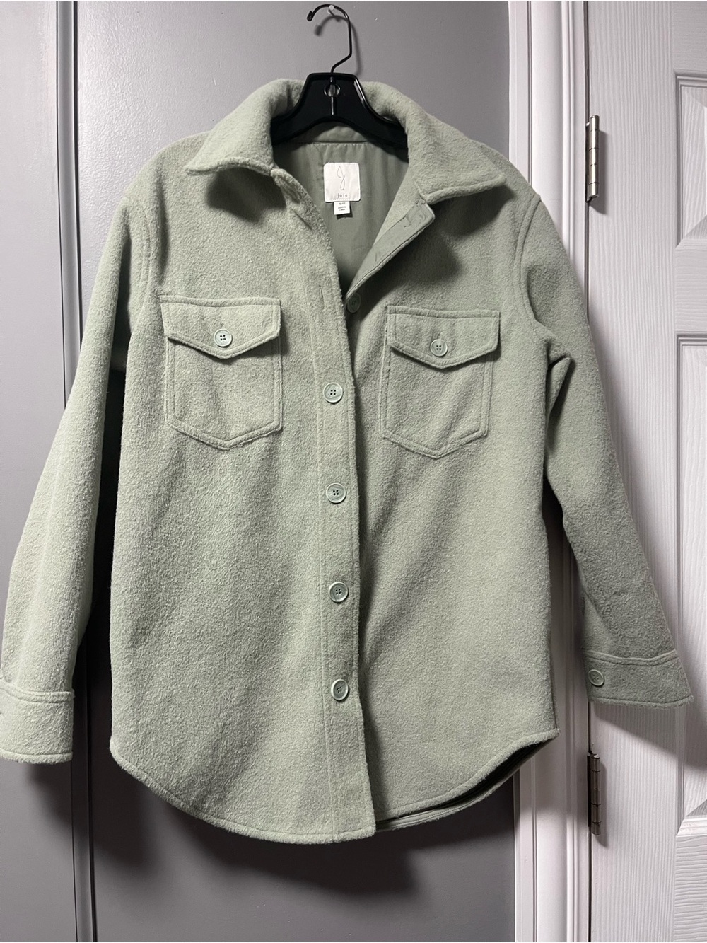 Joie Sage Green Button-Up Utility Shacket